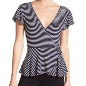 NWT Nordstrom Knit Wrap Top Sz XL Navy